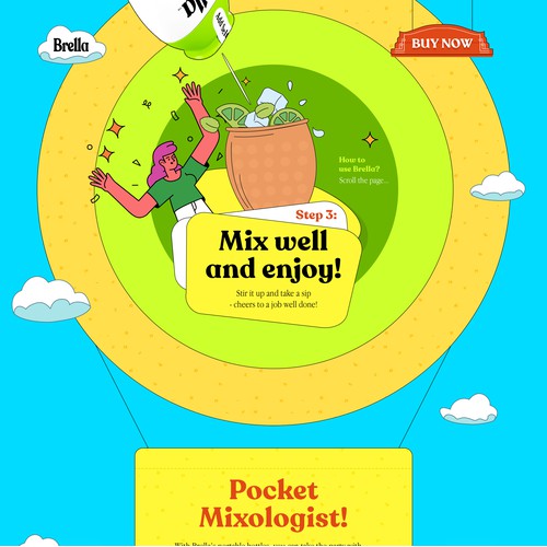 Fun and immersive landing page for Brella Drops