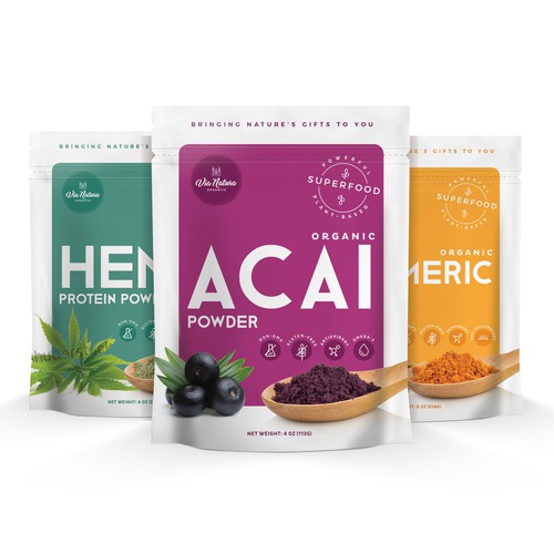 Packaging range for Via Natura superfoods