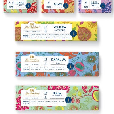 Packaging design for exotic fruit jellies from Hawaii