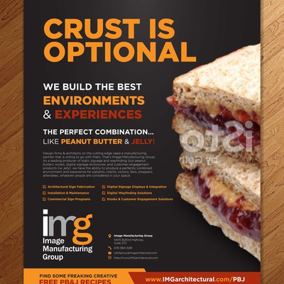 Use your creativity to build a full page magazine ad for Image Manufacturing Group