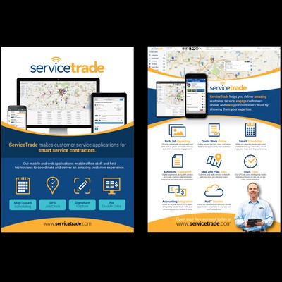 ServiceTrade two-page print ad spread